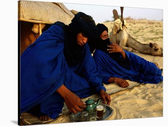 Tuareg Men Preparing for Tea Ceremony Outside a Traditional Homestead, Timbuktu, Mali-Ariadne Van Zandbergen-Stretched Canvas
