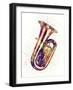 Tuba Abstract Watercolor-Michael Tompsett-Framed Art Print