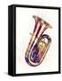 Tuba Abstract Watercolor-Michael Tompsett-Framed Stretched Canvas