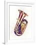 Tuba Abstract Watercolor-Michael Tompsett-Framed Art Print