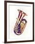 Tuba Abstract Watercolor-Michael Tompsett-Framed Art Print