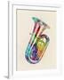 Tuba Abstract Watercolor-Michael Tompsett-Framed Art Print