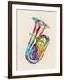 Tuba Abstract Watercolor-Michael Tompsett-Framed Art Print