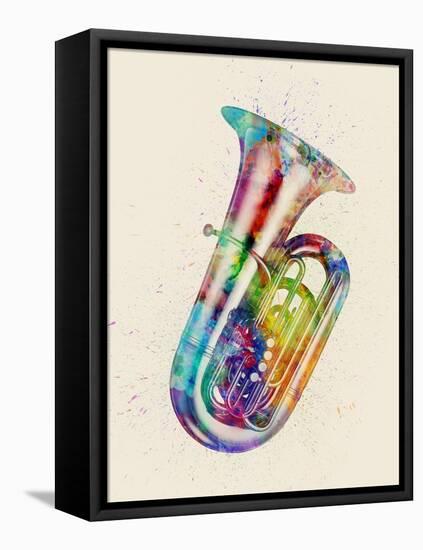 Tuba Abstract Watercolor-Michael Tompsett-Framed Stretched Canvas