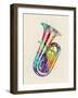 Tuba Abstract Watercolor-Michael Tompsett-Framed Art Print