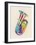 Tuba Abstract Watercolor-Michael Tompsett-Framed Art Print