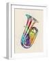 Tuba Abstract Watercolor-Michael Tompsett-Framed Art Print