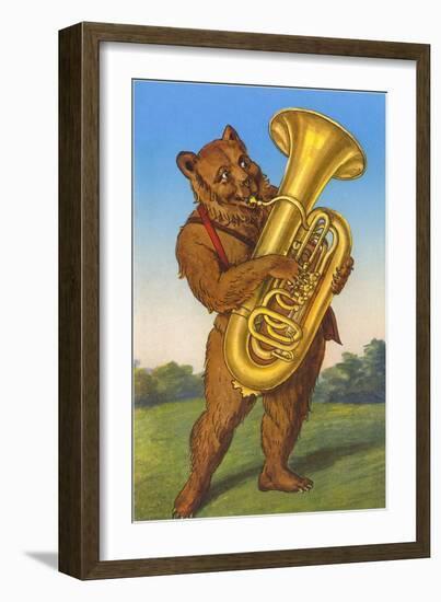 Tuba-Playing Bear-null-Framed Art Print