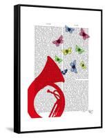 Tuba with Butterflies-Fab Funky-Framed Stretched Canvas