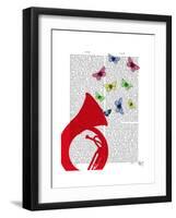 Tuba with Butterflies-Fab Funky-Framed Art Print