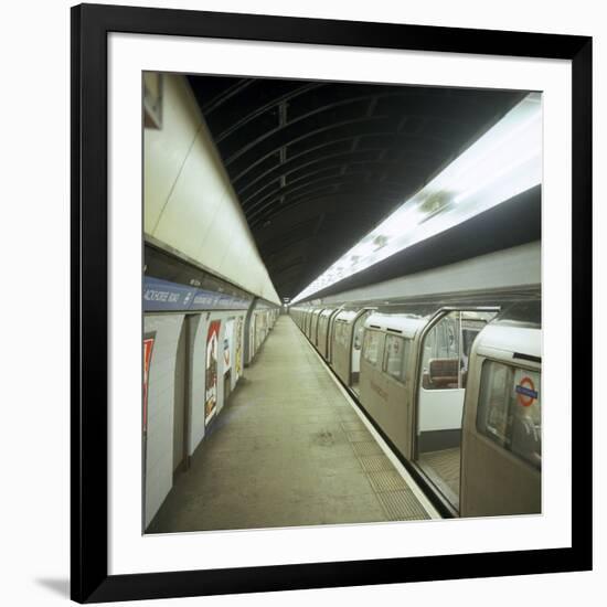 Tube Train Standing at Blackhorse Road Station on the Victoria Line, London, 1974-Michael Walters-Framed Photographic Print