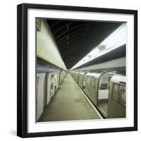 Tube Train Standing at Blackhorse Road Station on the Victoria Line, London, 1974-Michael Walters-Framed Photographic Print