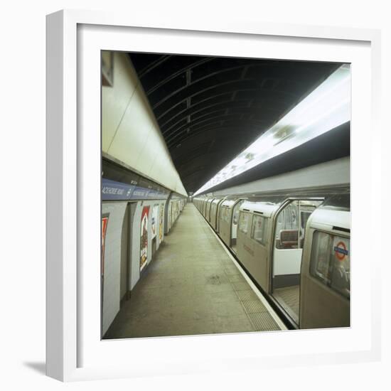 Tube Train Standing at Blackhorse Road Station on the Victoria Line, London, 1974-Michael Walters-Framed Photographic Print