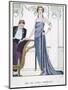 Tubular Grey Evening Gown by Worth with Any Fullness Drawn Over One Hip-Georges Barbier-Mounted Photographic Print