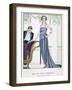 Tubular Grey Evening Gown by Worth with Any Fullness Drawn Over One Hip-Georges Barbier-Framed Photographic Print