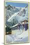 Tuckerman Ravine, NH - View of a US Forest Service Ski Shelter-Lantern Press-Mounted Art Print