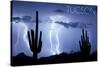 Tucson, Arizona - Blue Sky and Lightning-Lantern Press-Stretched Canvas