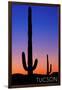 Tucson, Arizona - Cactus and Moon-Lantern Press-Framed Art Print