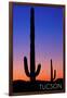 Tucson, Arizona - Cactus and Moon-Lantern Press-Framed Art Print