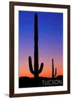 Tucson, Arizona - Cactus and Moon-Lantern Press-Framed Art Print