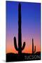 Tucson, Arizona - Cactus and Moon-Lantern Press-Mounted Art Print