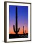 Tucson, Arizona - Cactus and Moon-Lantern Press-Framed Art Print