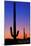 Tucson, Arizona - Cactus and Moon-Lantern Press-Mounted Art Print