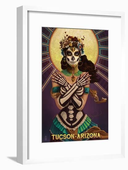 Tucson, Arizona - Day of the Dead Crossbones-Lantern Press-Framed Art Print