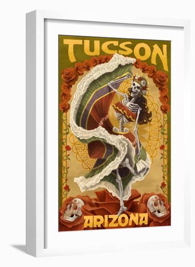 Tucson, Arizona - Day of the Dead Skeleton Dancing-Lantern Press-Framed Art Print