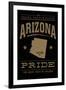 Tucson, Arizona - Pride - Gold on Black-Lantern Press-Framed Art Print