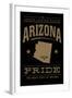 Tucson, Arizona - Pride - Gold on Black-Lantern Press-Framed Art Print