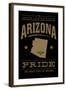 Tucson, Arizona - Pride - Gold on Black-Lantern Press-Framed Art Print