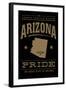 Tucson, Arizona - Pride - Gold on Black-Lantern Press-Framed Art Print