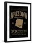 Tucson, Arizona - Pride - Gold on Black-Lantern Press-Framed Art Print