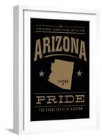 Tucson, Arizona - Pride - Gold on Black-Lantern Press-Framed Art Print