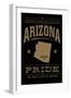 Tucson, Arizona - Pride - Gold on Black-Lantern Press-Framed Art Print