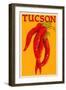 Tucson, Arizona - Red Chili - Letterpress-Lantern Press-Framed Premium Giclee Print