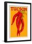 Tucson, Arizona - Red Chili - Letterpress-Lantern Press-Framed Premium Giclee Print