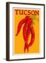 Tucson, Arizona - Red Chili - Letterpress-Lantern Press-Framed Art Print