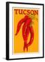 Tucson, Arizona - Red Chili - Letterpress-Lantern Press-Framed Art Print