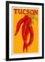 Tucson, Arizona - Red Chili - Letterpress-Lantern Press-Framed Art Print