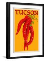 Tucson, Arizona - Red Chili - Letterpress-Lantern Press-Framed Art Print