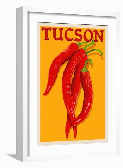 Tucson, Arizona - Red Chili - Letterpress-Lantern Press-Framed Art Print