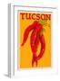 Tucson, Arizona - Red Chili - Letterpress-Lantern Press-Framed Art Print