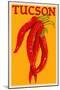 Tucson, Arizona - Red Chili - Letterpress-Lantern Press-Mounted Art Print