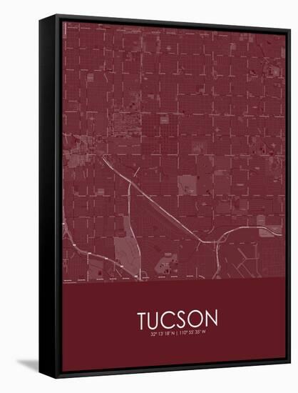 Tucson, United States of America Red Map-null-Framed Stretched Canvas