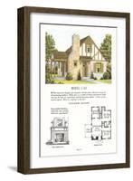 Tudor Style Model House and Floor Plan-null-Framed Art Print