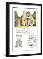 Tudor Style Model House and Floor Plan-null-Framed Art Print