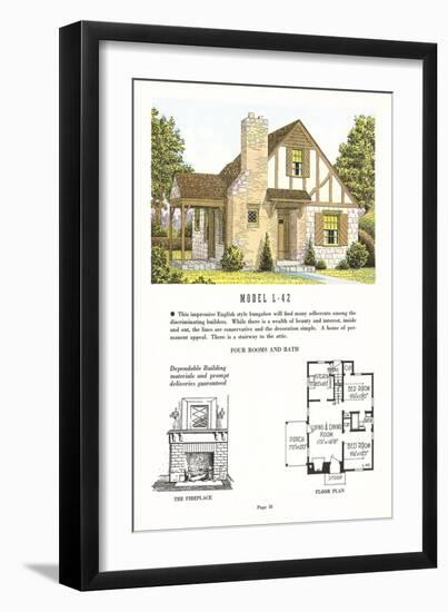 Tudor Style Model House and Floor Plan-null-Framed Art Print