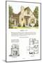 Tudor Style Model House and Floor Plan-null-Mounted Art Print